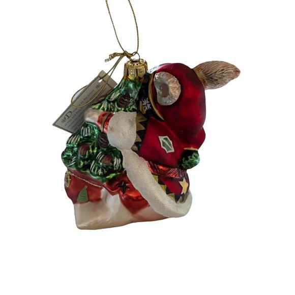 Fitz Floyd Lodge Rabbit Ornament Christmas Tree Winter Blown Glass Original Box - Picture 5 of 7